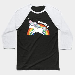 US Open Cute Tennis Racket Rainbow Unicorn Baseball T-Shirt